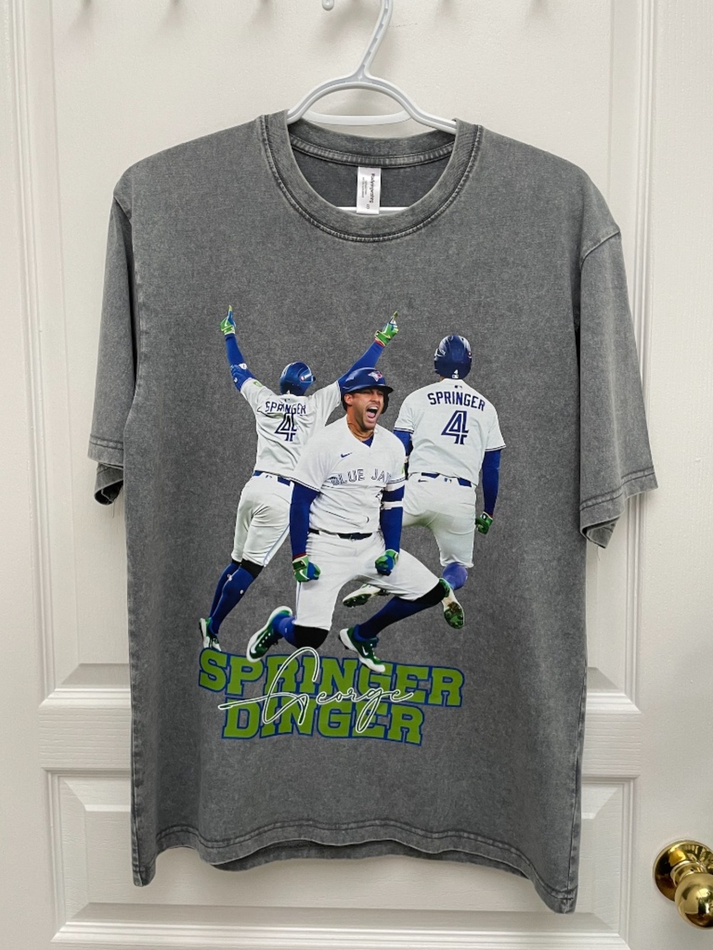 George Springer Dinger Grey Acid Wash Tee
